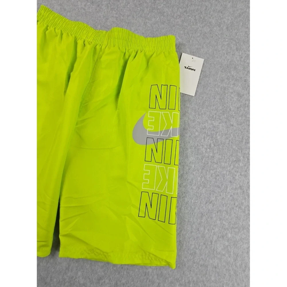 Nike Swim Boys Size Large‎ Swimming Trunks Shorts Green Logo Bathing Suit NEW